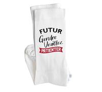 Otshirt Chaussettes Futur gendre veuillez patienter | Socks | Taille 41-45 | Idée Chaussettes Personnalisées Cadeau Fête Original Famille Travail Départ Collègue Retraite Noël.