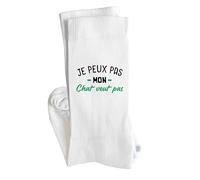 Otshirt Chaussettes Je peux pas mon chat veut pas | Socks | Taille 41-45 | Idée Chaussettes Personnalisées Cadeau Fête Original Famille Travail Départ Collègue Retraite Noël.