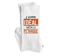 Otshirt Chaussettes L’homme idéal fait de la pétanque | Socks | Taille 41-45 | Idée Chaussettes Personnalisées Cadeau Fête Original Famille Travail Départ Collègue Retraite Noël.