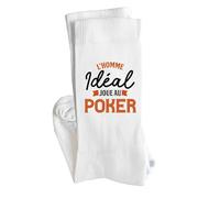 Otshirt Chaussettes L’homme idéal joue au poker | Socks | Taille 41-45 | Idée Chaussettes Personnalisées Cadeau Fête Original Famille Travail Départ Collègue Retraite Noël.