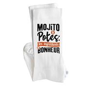 Otshirt Chaussettes mojito potes les ingrédients du bonheur | Socks | Taille 36-40 | Idée Chaussettes Personnalisées Cadeau Fête Original Famille Travail Départ Collègue Retraite Noël.