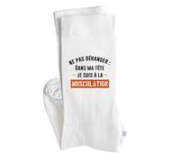 Otshirt Chaussettes Ne pas déranger Dans ma tête je suis à la musculation | Socks | Taille 41-45 | Idée Chaussettes Personnalisées Cadeau Fête Original Famille Travail Départ Collègue Retraite Noël.