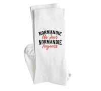 Otshirt Chaussettes normandie un jour normandie toujours | Socks | Taille 41-45 | Idée Chaussettes Personnalisées Cadeau Fête Original Famille Travail Départ Collègue Retraite Noël.