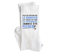 Otshirt Chaussettes Pêche 25 Noir | Socks | Taille 41-45 | Idée Chaussettes Personnalisées Cadeau Fête Original Famille Travail Départ Collègue Retraite Noël.