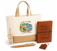 Otshirt Coffret Cadeau Comores Une Fille | Sac Cabas Coton et Jute 18 L, Carnet, Stylo Bambou, Porte-Clés, Marque-Page | 5 Pièces | Idée Cadeau Comorienne Noël Départ