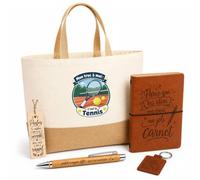 Otshirt Coffret Cadeau Mon truc à moi : C'est le Tennis Mon truc à moi - Activité | Sac Cabas Coton et Jute 18 L, Carnet, Stylo Bambou, Porte-Clés, Marque-Page | 5 Pièces