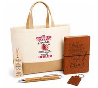 Otshirt Coffret Cadeau Prothésiste Ongulaire Formidable | Sac Cabas Coton et Jute 18 L, Carnet, Stylo Bambou, Porte-Clés, Marque-Page | 5 Pièces | Idée Cadeau Onglerie Noël Départ