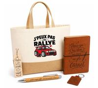 Otshirt Coffret Cadeau Rallye J'peux pas | Sac Cabas Coton et Jute 18 L, Carnet, Stylo Bambou, Porte-Clés, Marque-Page | 5 Pièces | Idée Cadeau Pilote de Rallye Noël Départ