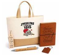 Otshirt Coffret Cadeau Reconstitution Historique J'peux pas | Sac Cabas Coton et Jute 18 L, Carnet, Stylo Bambou, Porte-Clés, Marque-Page | 5 Pièces