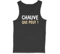 Otshirt Débardeur Homme Chauve Qui Peut | Imprimé en France, Cadeau fête des pères Homme Humour Papa Anniversaire Original Rigolo Humoristique (M,Black)