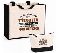 Otshirt Ensemble Cabas et Trousse Dans ma Tête je Pense qu'à mon hérisson
