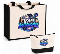 Otshirt Ensemble Cabas et Trousse Team astronomie | Sac Coton et Jute 21 L avec Trousse Zippée 3 L Assortie | Anses 60 cm | Idée Cadeau Astronome Noël Merci