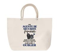 Otshirt Grand Sac Cabas Beige Agente de Sécurité Formidable | Coton 23 L Anses en Corde 65 cm | Plage Marché W nd Sport | Idée Cadeau Vigile Noël Merci