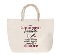 Otshirt Grand Sac Cabas Beige Clerc de Notaire Formidable | Coton 23 L Anses en Corde 65 cm | Plage Marché W nd Sport | Idée Cadeau Étude Notariale Noël Merci
