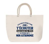 Otshirt Grand Sac Cabas Beige J'ai peut-être l'air de t'écouter mais dans ma tête je pense qu'à mon astronomie J'ai peut-être l'air de t'écouter mais je ne pense qu'à - Activité
