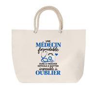 Otshirt Grand Sac Cabas Beige Médecin Formidable | Coton 23 L Anses en Corde 65 cm | Plage Marché W nd Sport | Idée Cadeau Docteure Noël Merci