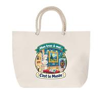 Otshirt Grand Sac Cabas Beige Mon truc à moi : C'est le Musée Mon truc à moi - Activité | Coton 23 L Anses en Corde 65 cm | Plage Marché W nd Sport | Idée Cadeau Noël Merci