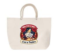 Otshirt Grand Sac Cabas Beige Mon truc à moi : C'est le Théâtre Mon truc à moi - Activité | Coton 23 L Anses en Corde 65 cm | Plage Marché W nd Sport | Idée Cadeau Comédien Comédienne Noël Merci