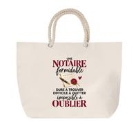 Otshirt Grand Sac Cabas Beige Notaire Formidable | Coton 23 L Anses en Corde 65 cm | Plage Marché W nd Sport | Idée Cadeau Étude Notariale Noël Merci
