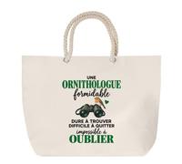 Otshirt Grand Sac Cabas Beige Ornithologie Formidable | Coton 23 L Anses en Corde 65 cm | Plage Marché W nd Sport | Idée Cadeau Ornithologue Noël Merci