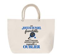 Otshirt Grand Sac Cabas Beige Padel Formidable | Coton 23 L Anses en Corde 65 cm | Plage Marché W nd Sport | Idée Cadeau Joueuse de Padel Noël Merci