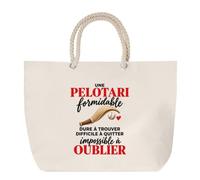 Otshirt Grand Sac Cabas Beige Pelote Basque Formidable | Coton 23 L Anses en Corde 65 cm | Plage Marché W nd Sport | Idée Cadeau Pelotari Noël Merci