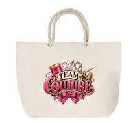 Otshirt Grand Sac Cabas Beige Team couture | Coton 23 L Anses en Corde 65 cm | Plage Marché W nd Sport | Idée Cadeau Couturier Couturière Noël Merci
