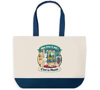 Otshirt Grand Sac Cabas Fond Bleu Mon truc à moi : C'est le Musée Mon truc à moi - Activité | Toile Coton 27 L Poche Intérieure Anses 64 cm | Courses Shopping Plage | Idée Cadeau Noël
