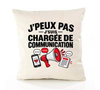 Otshirt Housse de Coussin Chargee de Communication J'peux Pas | Coton Canvas Fairtrade 305 g/m² Zip Invisible Taille 40×40 cm | Déco Canapé Salon Chambre | Idée Cadeau Crémaillère Noël
