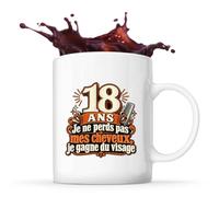 Otshirt Mug 18 Ans, Je Ne Perds Pas Mes Cheveux, Je Gagne du Visage | Tasse Céramique 330 ml Recto Verso Passe au Lave-Vaisselle | Café Thé Bureau Maison | Idée Cadeau Collègue Noël Départ
