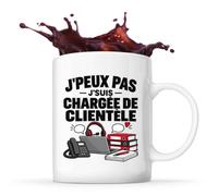 Otshirt Mug Chargée de Clientèle J'peux pas | Tasse Céramique 330 ml Recto Verso Passe au Lave-Vaisselle | Café Thé Bureau Maison | Idée Cadeau Relation Client Collègue Noël Départ