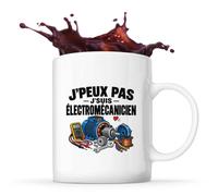 Otshirt Mug Électromécanicien J'peux pas | Tasse Céramique 330 ml Recto Verso Passe au Lave-Vaisselle | Café Thé Bureau Maison | Idée Cadeau Maintenance Collègue Noël Départ