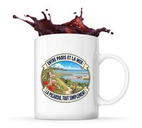 Otshirt Mug Entre Paris et la mer : la Picardie, tout simplement | Tasse Céramique 330 ml Recto Verso Passe au Lave-Vaisselle | Café Thé Bureau Maison | Idée Cadeau Collègue Noël Départ