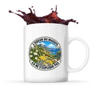 Otshirt Mug L’odeur du maquis, ça ne s’explique pas | Tasse Céramique 330 ml Recto Verso Passe au Lave-Vaisselle | Café Thé Bureau Maison | Idée Cadeau Corse Collègue Noël Départ