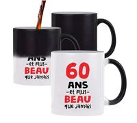 Otshirt Mug Magique 60 ans et plus beau que jamais | Mug qui change couleur avec la chaleur | Idée Cadeau Anniversaire Humour Drôle Mignon Original Fête