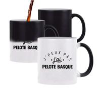 Otshirt Mug Magique J'peux Pas j'ai Pelote Basque | Mug qui change couleur avec la chaleur | Idée Cadeau Balle Mur Sport Humour Original Anniversaire