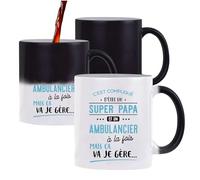 Otshirt Mug Magique Tasse Magique Super Papa et Ambulancier | Mug qui change couleur avec la chaleur | Idée Cadeau Père Urgence Transport Humour Original Anniversaire Noël Fête des Pères
