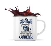 Otshirt Mug Métal Émaillé Agent de Sécurité Formidable | Tasse de Camping 300 ml Recto Verso Passe au Lave-Vaisselle | Randonnée Bivouac Bureau | Idée Cadeau Vigile Noël Départ