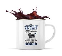 Otshirt Mug Métal Émaillé Agente de Sécurité Formidable | Tasse de Camping 300 ml Recto Verso Passe au Lave-Vaisselle | Randonnée Bivouac Bureau | Idée Cadeau Vigile Noël Départ