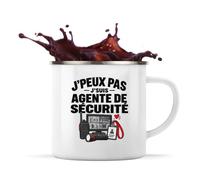 Otshirt Mug Métal Émaillé Agente de Sécurité J'peux pas | Tasse de Camping 300 ml Recto Verso Passe au Lave-Vaisselle | Randonnée Bivouac Bureau | Idée Cadeau Vigile Noël Départ