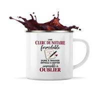 Otshirt Mug Métal Émaillé Clerc de Notaire Formidable | Tasse de Camping 300 ml Recto Verso Passe au Lave-Vaisselle | Randonnée Bivouac Bureau | Idée Cadeau Étude Notariale Noël Départ
