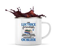 Otshirt Mug Métal Émaillé Lecture Formidable | Tasse de Camping 300 ml Recto Verso Passe au Lave-Vaisselle | Randonnée Bivouac Bureau | Idée Cadeau Lectrice Noël Départ