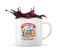 Otshirt Mug Métal Émaillé Mon truc à moi : C'est la Peinture Mon truc à moi - Activité | Tasse de Camping 300 ml Recto Verso Passe au Lave-Vaisselle | Randonnée Bivouac Bureau