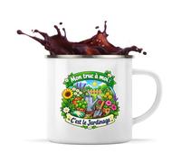 Otshirt Mug Métal Émaillé Mon truc à moi : C'est le Jardinage Mon truc à moi - Activité | Tasse de Camping 300 ml Recto Verso Passe au Lave-Vaisselle | Randonnée Bivouac Bureau