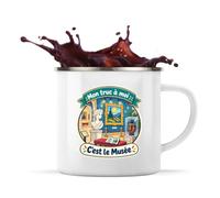 Otshirt Mug Métal Émaillé Mon truc à moi : C'est le Musée Mon truc à moi - Activité | Tasse de Camping 300 ml Recto Verso Passe au Lave-Vaisselle | Randonnée Bivouac Bureau | Idée Cadeau Noël Départ