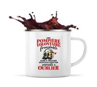 Otshirt Mug Métal Émaillé Pompier Volontaire Formidable | Tasse de Camping 300 ml Recto Verso Passe au Lave-Vaisselle | Randonnée Bivouac Bureau | Idée Cadeau Sapeuse-Pompière Noël Départ