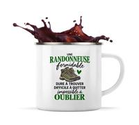 Otshirt Mug Métal Émaillé Randonnée Formidable | Tasse de Camping 300 ml Recto Verso Passe au Lave-Vaisselle | Randonnée Bivouac Bureau | Idée Cadeau Randonneuse Noël Départ