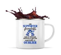 Otshirt Mug Métal Émaillé Supporter Formidable | Tasse de Camping 300 ml Recto Verso Passe au Lave-Vaisselle | Randonnée Bivouac Bureau | Idée Cadeau Fan de Foot Noël Départ