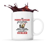 Otshirt Mug Pompier Volontaire Formidable | Tasse Céramique 330 ml Recto Verso Passe au Lave-Vaisselle | Café Thé Bureau Maison | Idée Cadeau Sapeur-Pompier Collègue Noël Départ