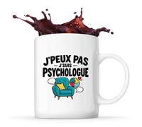 Otshirt Mug Psychologue J'peux pas | Pour Elle | Tasse Céramique 330 ml Recto Verso Passe au Lave-Vaisselle | Café Thé Bureau Maison | Idée Cadeau Psy Collègue Noël Départ